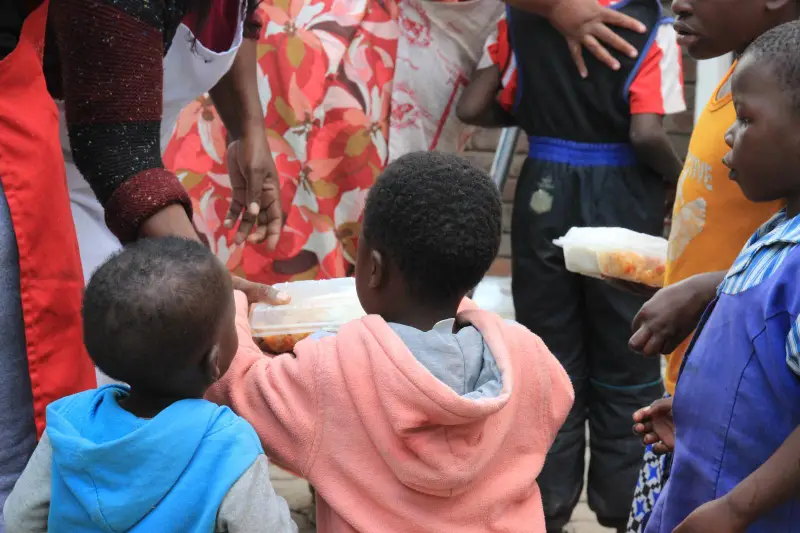 Children receiving food